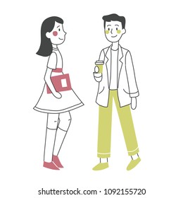 Vector illustration of teen girl and  boy  in the flat style