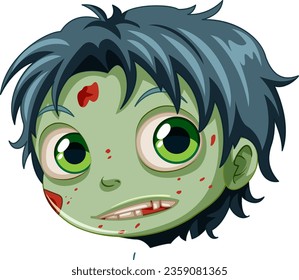 A vector illustration of a teenage male zombie with green skin