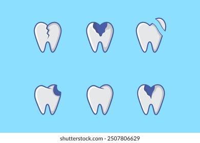 vector illustration of teeth icon, clean teeth and cavities