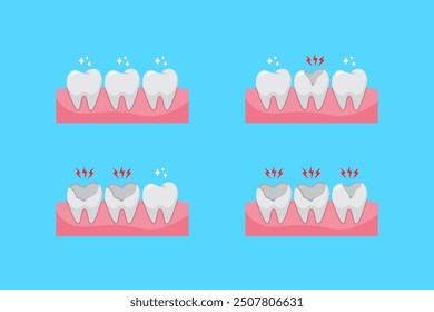 vector illustration of teeth icon, clean teeth and cavities