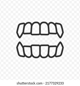 Vector illustration of teeth icon in dark color and transparent background(png).