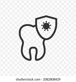 Ilustración vectorial de la protección de los dientes contra el icono de virus en color oscuro y fondo transparente (png).