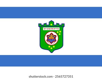 Vector illustration of Tel Aviv, Israel's flag: Perfect for highlighting Tel Aviv's vibrant urban culture, beachfront beauty, and historical significance, ideal for cultural projects