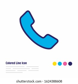 Vector illustration of telephone icon colored line. Beautiful hotel element also can be used as handset icon element.