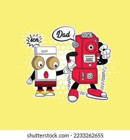 Vector illustration of telephone mobile funny concept vector art  