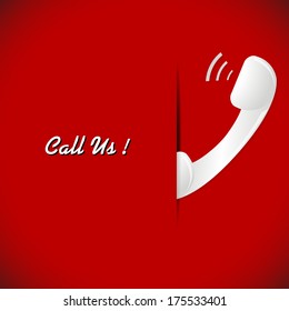 Vector illustration of telephone on the red background