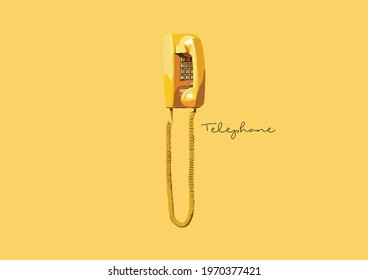 Vector Illustration of  Telephone, Phone, Yellow Telephone