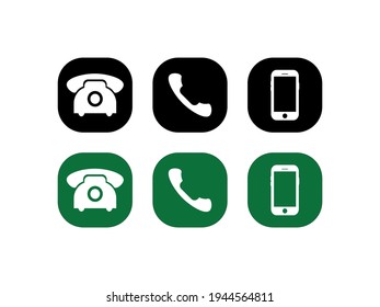 vector illustration of telephone, smart phone, landline icons used for calling and chatting