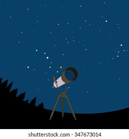 Vector illustration of a telescope with constellations 