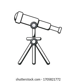 icono de esquema de diseño plano del telescopio de ilustración vectorial