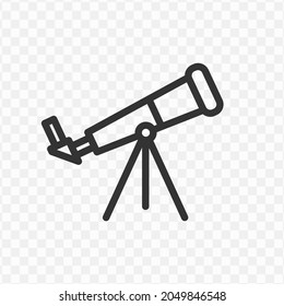 Vector illustration of telescope icon in dark color and transparent background(png).