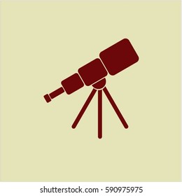 Vector illustration of  Telescope vector icon in Maroon
