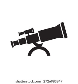 Ilustración vectorial del ícono o Vector del telescopio en meroon. 
