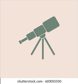 Ilustración vectorial del icono o símbolo del vector del telescopio

