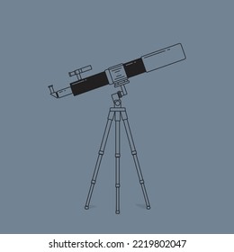 Vector illustration of telescope in line art design for design template
