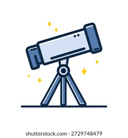 vector illustration of a telescope on a tripod with sparkling stars, ideal for astronomy, science education, or space-themed designs