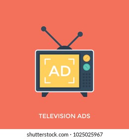 Vector illustration television advertisement, commercialism 