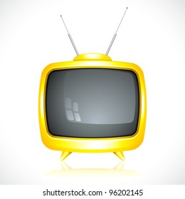 vector illustration of television with antenna on white background