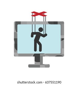 vector illustration of television with controlled doll in it for propaganda and fake news concepts