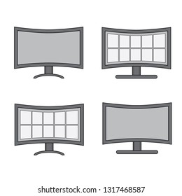 vector illustration of a television with a curved screen