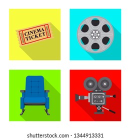 Vector illustration of television and filming icon. Collection of television and viewing stock symbol for web.