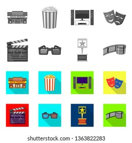 Vector illustration of television and filming icon. Collection of television and viewing vector icon for stock.