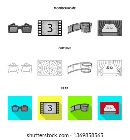 Vector illustration of television and filming icon. Collection of television and viewing vector icon for stock.