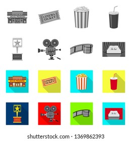 Vector illustration of television and filming icon. Set of television and viewing vector icon for stock.