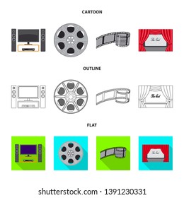 Vector illustration of television and filming icon. Collection of television and viewing vector icon for stock.