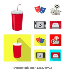 Vector illustration of television and filming logo. Collection of television and viewing stock vector illustration.