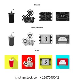 Vector illustration of television and filming logo. Set of television and viewing stock symbol for web.