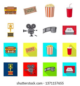 Vector illustration of television and filming logo. Collection of television and viewing stock symbol for web.