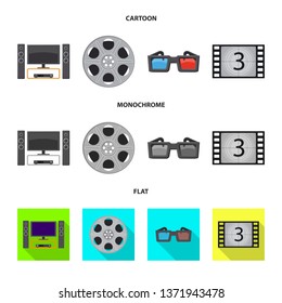 Vector illustration of television and filming logo. Collection of television and viewing vector icon for stock.