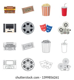 Vector illustration of television and filming logo. Set of television and viewing vector icon for stock.