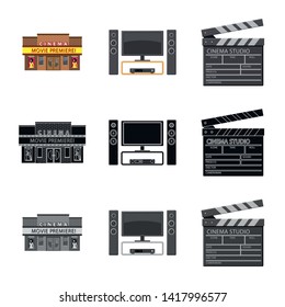 Vector illustration of television and filming logo. Collection of television and viewing vector icon for stock.