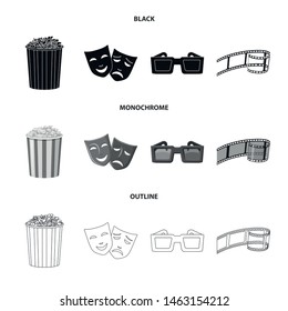 Vector illustration of television and filming logo. Collection of television and viewing vector icon for stock.