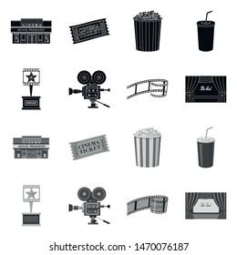 Vector illustration of television and filming logo. Set of television and viewing vector icon for stock.