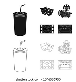 Vector illustration of television and filming sign. Set of television and viewing vector icon for stock.