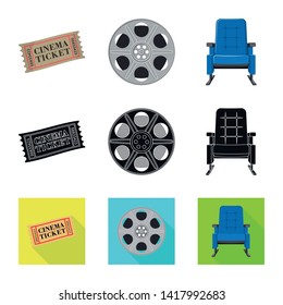 Vector illustration of television and filming sign. Set of television and viewing vector icon for stock.
