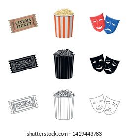 Vector illustration of television and filming sign. Set of television and viewing vector icon for stock.