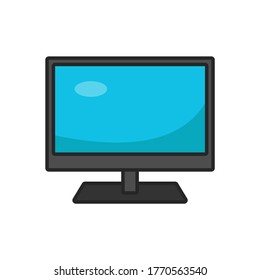 icono de la línea de diseño plana de la televisión de ilustración vectorial