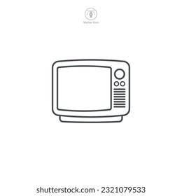 Ilustración vectorial de un ícono de televisión, que significa entretenimiento, transmisión o medios. Ideal para designar programas de televisión, canales o plataformas de noticias