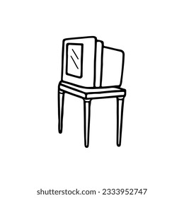 Vektorgrafik des Fernsehens auf dem Tisch