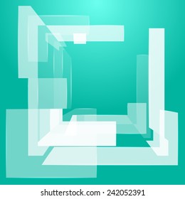 vector illustration of template abstract glass composition. on green background