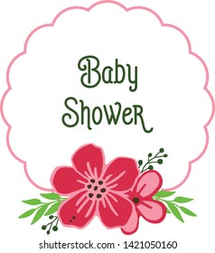 Vector illustration template baby shower with various abstract pink wreath frames