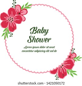 Vector illustration template baby shower with various abstract pink wreath frames