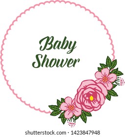 Vector illustration template baby shower with various abstract of pink rose flower frame