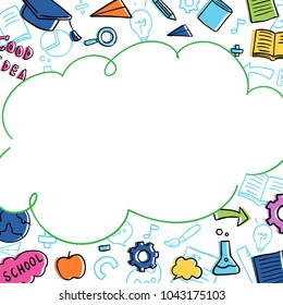 Vector illustration template background design colorful element education for school Blank space for text.Draw doodle cartoon style.