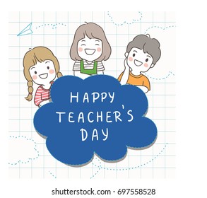 Vector illustration template background for education in teacher day.Doodle cartoon style.