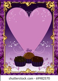 Vector Illustration. A template background Purple Chocolate Card or invitation. May add photo and/or text.